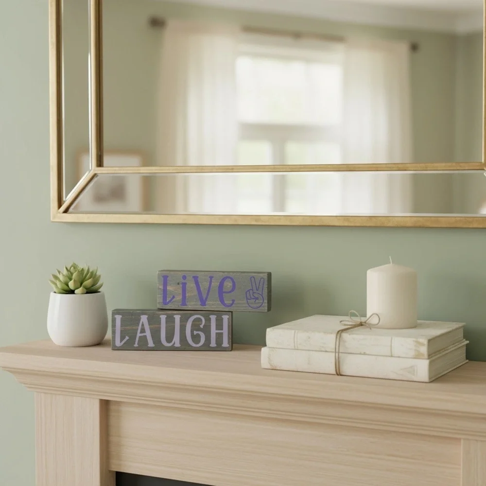 Live Laugh Love Table Top Decor Set - Purple and Gray